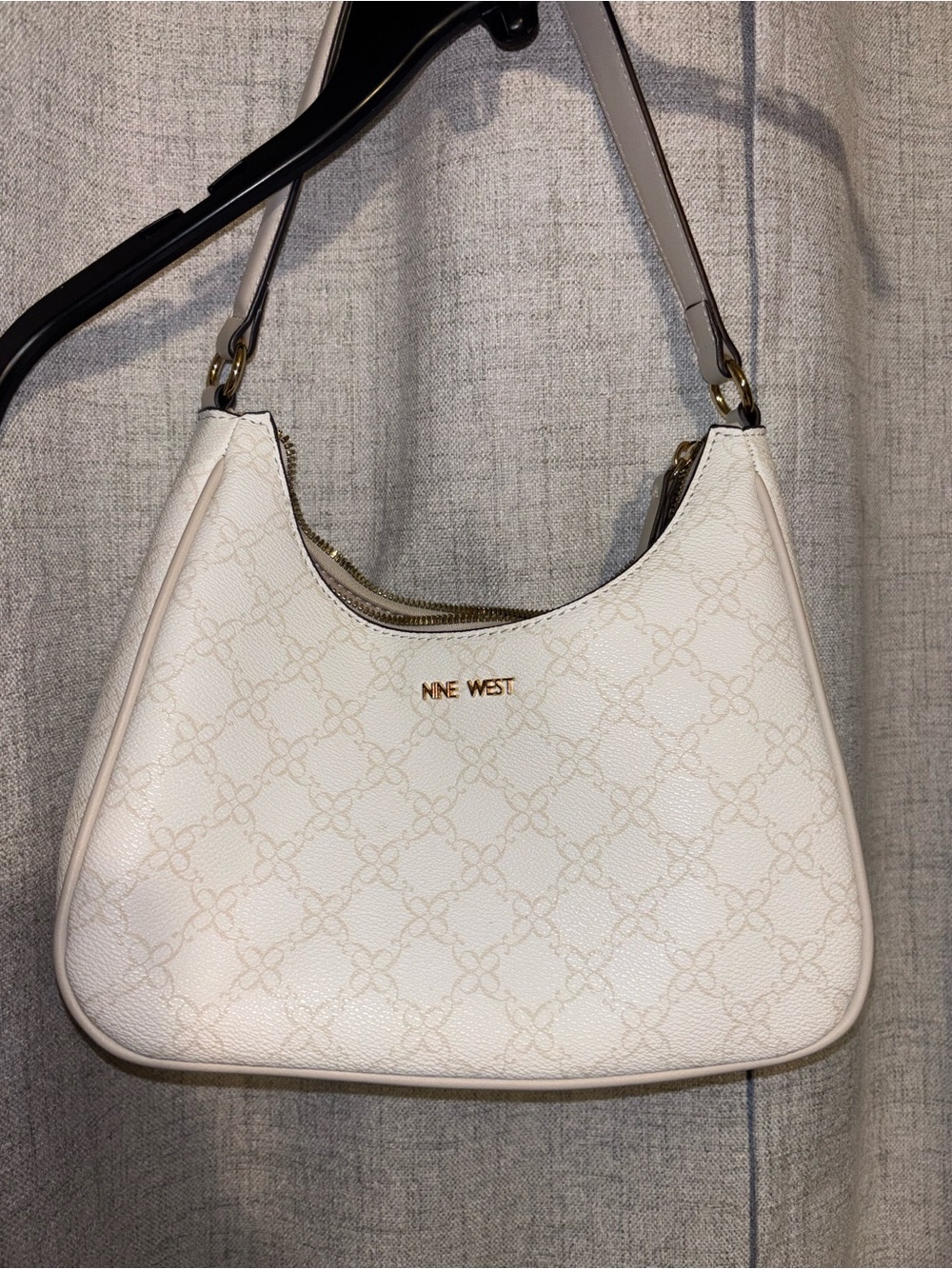 Nine West Cream Monogram Hobo Bag